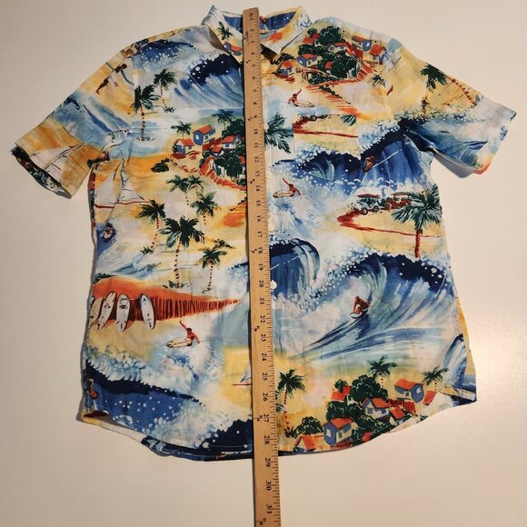American‎ Eagle Outfitters Hawaiian Shirt Serously Soft Surfers Waves Medium - Picture 8 of 9